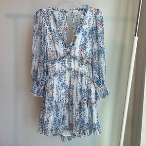 Floral mini dress with an open back